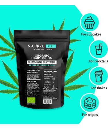 Nature Diet Organic Hemp Protein 1000g - Vegan Plant-Based Bio Protein Powder - Buy Online on GoSupps.com