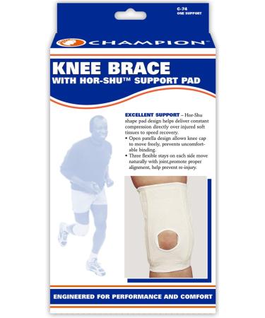 CHAMPION Knee Brace with Hor-Shu Support Pad - Medium White | Optimal Support for Comfort & Stability | Shop Internationally - Buy Online on GoSupps.com
