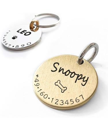 Paws & Peewees Personalized Dog Collar Trailers - Engraved Badges for Dogs Puppies & Cats - 33mm Gold Gloss - Buy Online on GoSupps.com