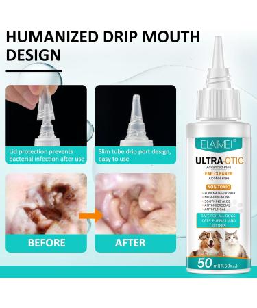 OBNOSWLPJMN Dog Ear Drops 50ml Dog Ear Cleaner Ear Care For Dogs Yeast Infection Itching Odours Antiseptic Dog Ear Infection Treatment Antibiotic Dog Ear Drops For Puppy Cats Dogs (50ml) - Buy Online on GoSupps.com