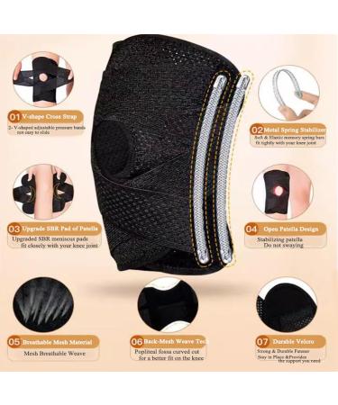 Nellhomy Professional Knee Brace with Patella Gel Pads & Side Stabilizers - Adjustable Compression for Meniscus Pain Relief (Black Large) - International Shipping - Buy Online on GoSupps.com