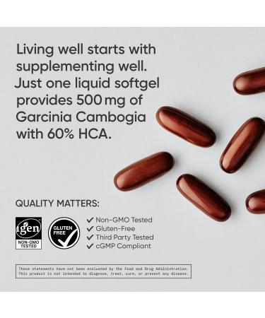 Garcinia Cambogia Extract (60% HCA) with Organic Coconut Oil | 180 Liquid Softgels - Non-GMO, Soy & Gluten Free - Buy Online on GoSupps.com
