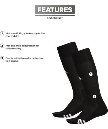 adidas Unisex Rivalry Soccer OTC Socks - 2 Pairs, Team Medium Black/White - Buy Online on GoSupps.com