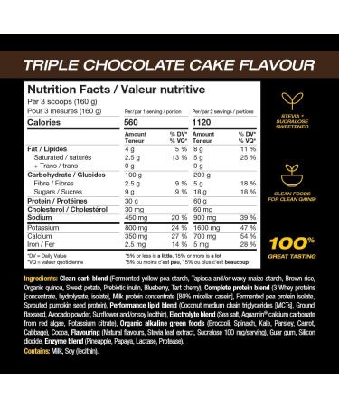 PVL Clean Mass XL | Mass Weight Gainer - Real food ingredients - complete Protein powder - 5LBS - Triple Chocolate Cake Triple Chocolate Cake 5LBS - Buy Online on GoSupps.com