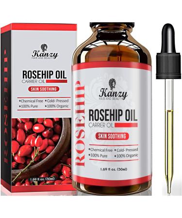 Kanzy Rosehip Oil for Face 50ml Organic Cold Pressed 100% Pure Natural Hydrating Nourishing & Moisturising Rosehip Seed Oil for Skin Hair Nails and Body Oil 50.00 ml (Pack of 1)