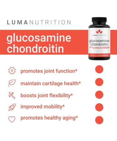 Luma Nutrition Glucosamine Chondroitin MSM with Turmeric and Boswellia - Joint Supplement for Men and Women - 90 Capsules - Buy Online on GoSupps.com