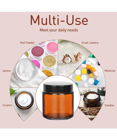 Yishik 4 oz Amber Glass Round Jars with Black Lids 6 Pack Empty Cosmetic Jars Face Cream Storage Containers for Powder Lotion Beauty Products Travel Favors Amber-4oz - Buy Online on GoSupps.com