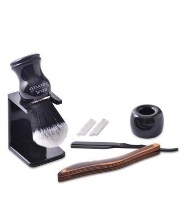 Men's Straight Edge Razor Shaving Set 5 in 1 Set Includes Shaving Brush with Stand Straight Edge Razor and 10 Blades