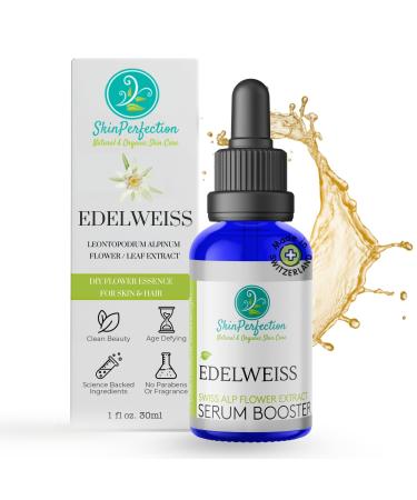 Skin Perfection Edelweiss Natural Derived Plant Antioxidant Extract with Vitamin C for Hydration for Younger Looking Skin with Easy to Add Dropper Make Your Own Skincare and Hair Tonics