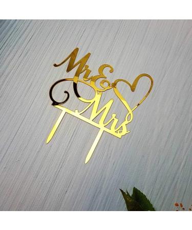 AMINJIE Mr and Mrs Cake Topper Bride and Groom Sign Wedding/Engagement Cake Toppers Decoration Mirror Gold Acrylic - Buy Online on GoSupps.com