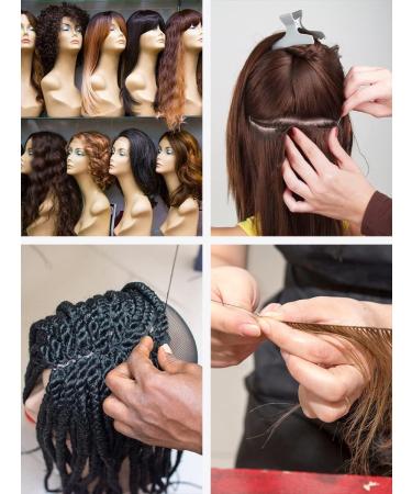 Weaving Needle and Threads Set with Stainless Steel Needles and Scissors for Hand Sewing Hair Extensions and Lace Wig DIY - 3 Rolls Black Thread - Buy Online on GoSupps.com
