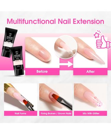 ROSALIND Poligel for Nail Extension 60 ml x 2 Transparent & Soft Pink UV LED Quick Construction Poly Nail Gel for Beginners  - Buy Online on GoSupps.com