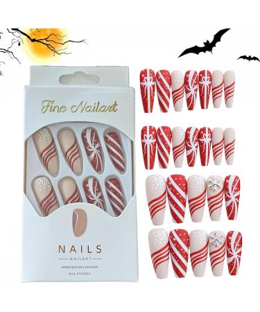 Long Press on Nails Halloween Press on Long Nails with Spider Pattern False Nails for Halloween Full Nails Fake Long Fingernails Various Sizes for Ball Wedding Home Christmas gift - Buy Online on GoSupps.com