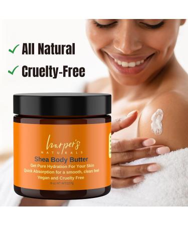 Harper's Naturals Shea Body Butter - All Day Hydration for All Skin Types Paraben-Free Jojoba & Almond Oil 8 oz Best Hand Cream & Body Moisturizer - Buy Online on GoSupps.com