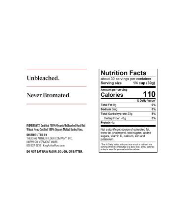 King Arthur 100% Organic Unbleached All-Purpose Flour - 2 lb (Pack of 12) | Non-GMO, No Preservatives - Buy Online on GoSupps.com