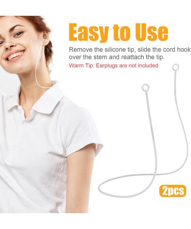 2pcs Silicone Earplugs Connector Cord - 18.9in Anti-Lost Strap for Earbuds Prevents Falling - Lanyard Ear Plugs with Detachable Tips (White - Buy Online on GoSupps.com