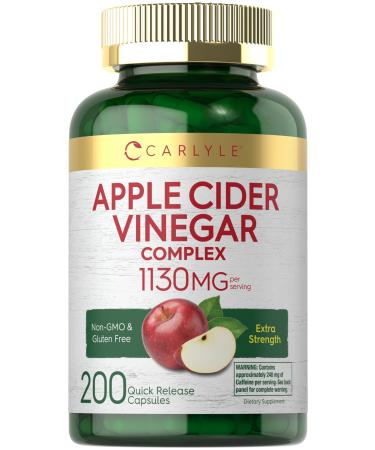 Carlyle Apple Cider Vinegar Capsules | Apple Lean | 200 Pills | Non-GMO & Gluten Free Supplement | with Diet Plan