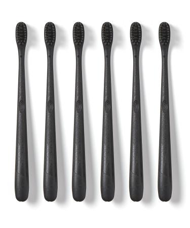 Charcoal Infused Soft Bristle Toothbrush - Black, BPA Free, Vegan, Plant Based Handle - 6 Pack - Buy Online on GoSupps.com