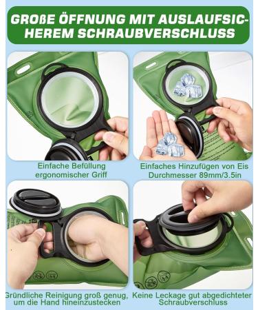 Zacro 2L Hydration Bladder & Water Bag - Antimicrobial BPA-Free Portable Drinking Bag for Hiking Camping Running Cycling | Green - Buy Online on GoSupps.com