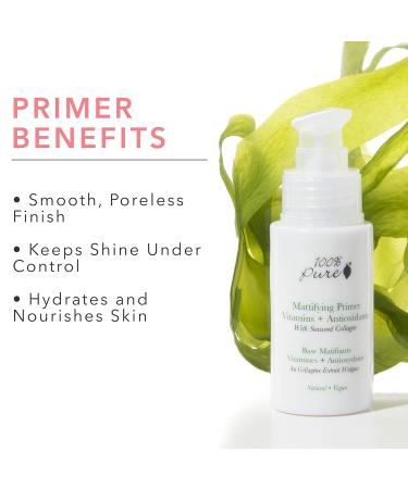 100% PURE Mattifying Face Primer - Plumping Makeup Base & Moisturizer with Anti-Aging Seaweed Collagen for Flawless Smooth Skin - Long-Lasting Matte Pore Diminishing - 1 oz - Buy Online on GoSupps.com