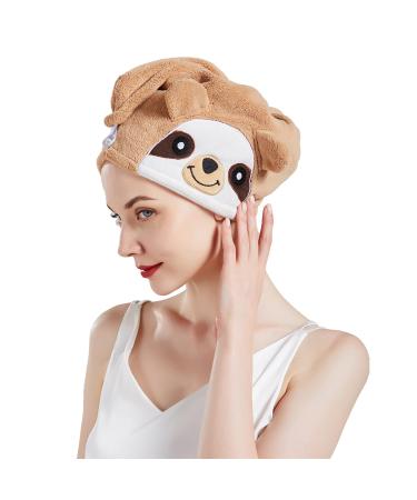 Sloth hair towels super absorbent quick drying cute sloth-hair turban twist hair towels for women anti-frizz sloth-hair dryer towel unit size