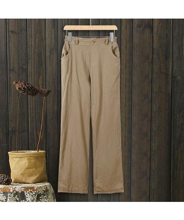 ZOOJINFAR Womens Cotton Linen Capris Khaki X-Large - Summer Casual Elastic Waist Pants - Buy Online on GoSupps.com