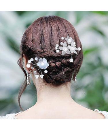 2 Pieces Wedding Hair Pins Elegant Bridal Hair Pins White Pearl Hair Pins Wedding Hair Accessories for Brides Bridesmaids Flower Girls Wedding and Ball (Two Styles) - Buy Online on GoSupps.com
