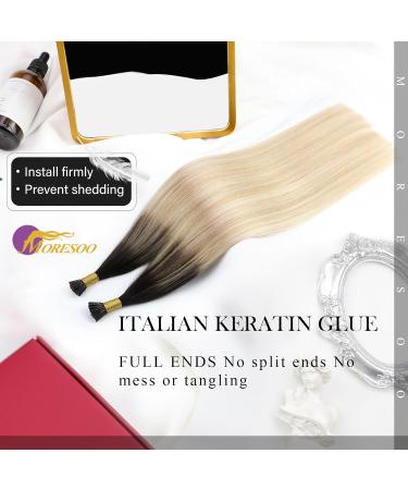 Moresoo Real Hair Keratin Bonding Extensions - I-Tip Platinum Blonde to Dark Brown #2/27/613 50s Pack 40g 50 cm - Buy Online on GoSupps.com