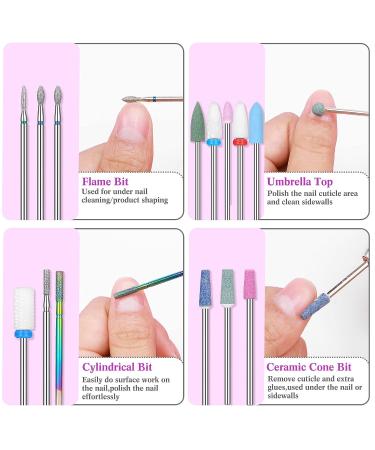 47 Pcs Nail Drill Bits Set - Electric Diamond & Ceramic Acrylic Gel Kit for Home Salon - Carbide Cuticle Remover Bits - Manicure Pedicure Tools - Buy Online on GoSupps.com