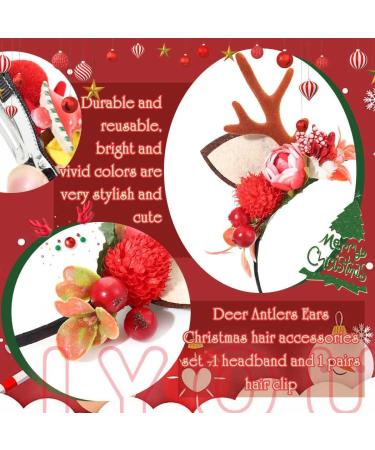 IYOU Christmas Headbands Set Reindeer Antlers Red Hair Band Flower Hair Clips Party Xmas Hair Accessories for Halloween Cosplay - Buy Online on GoSupps.com