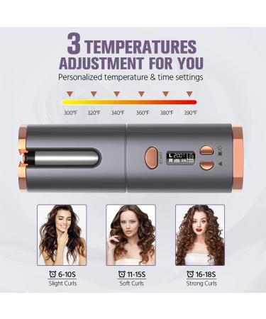 USB Rechargeable Cordless Hair Curler with LCD Display - Portable Automatic Curling Wand for Home and Travel - Silver - Buy Online on GoSupps.com