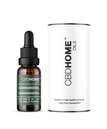 CBD HOME Oils - CBD Oil 30+ CBG 10ml - Organic Coconut & Hemp Oil Bases - Enriched with Pure CBD + CBG and Omega 3-6-9 - Certified CBD - Made in EU