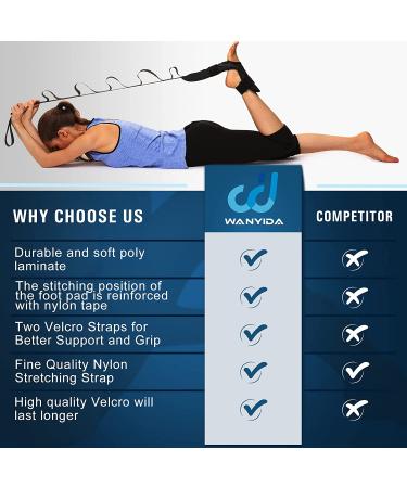 Foot and Calf Stretcher for Plantar Fasciitis  Achilles Tendonitis  Heel Spurs  Drop Foot. Yoga Stretching Strap for Leg  Thigh and Hamstring (Black) - Buy Online on GoSupps.com
