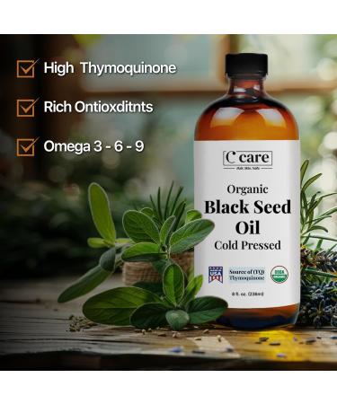 Black Seed Oil Organic Cold Pressed Unrefined Glass Bottle | USDA Certified Organic Black Cumin Seed Oil | High Thymoquinone Omega 3 6 9 | For Immune Support Joints Digestion Hair & Skin | 8 Fl oz 8 Fl Oz (Pack of 1) - Buy Online on GoSupps.com