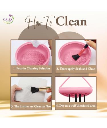 3 in 1 Silicone Makeup Brush Cleaner Mat & Organizer - Pink - Brush Washing Tool & Drying Rack for Beauty Essentials - Buy Online on GoSupps.com