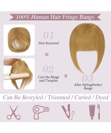 RUWISS Clip in Fringe - 100% Human Hair Thick Bangs Extensions for Daily Wear (Blonde) - 15g - Buy Online on GoSupps.com