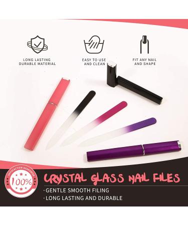 3 Pack Crystal Glass Nail File Set with Case - Professional Czech Glass Fingernail File for Gentle Nail Care - Buy Online on GoSupps.com