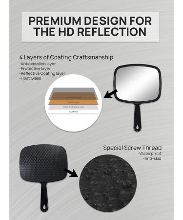 OMIRO Hand Mirror Set - All Black Handheld Mirrors with Handles (Pack of 3) - Buy Online on GoSupps.com