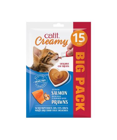 Catit Creamy liquid lick paste for cats with salmon and shrimp 15 x 10g - Buy Online on GoSupps.com