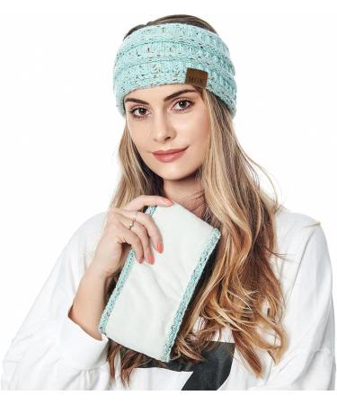 4 Pieces Women Winter Warm Fuzzy Fleece Lined Headband Thick Cable knitted Ear Warmer Headwrap - Buy Online on GoSupps.com