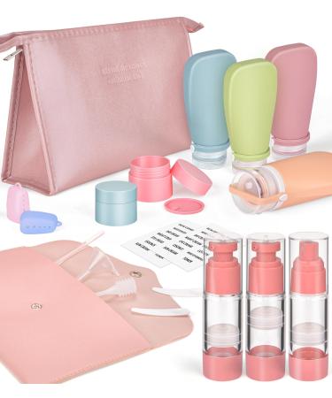 Noideeer 19 partial travel bottles for filling exhaustive design TSA approved travel bottles set express and refillable silicone travel bottles for shampoo conditioner lotion pink
