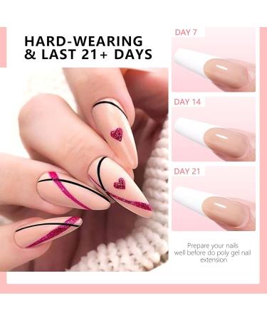 Poly Nail Gel Kit with Lamp - Nail Builder Extension Set for DIY Manicure - 10 Pink Nude Colors - Buy Online on GoSupps.com