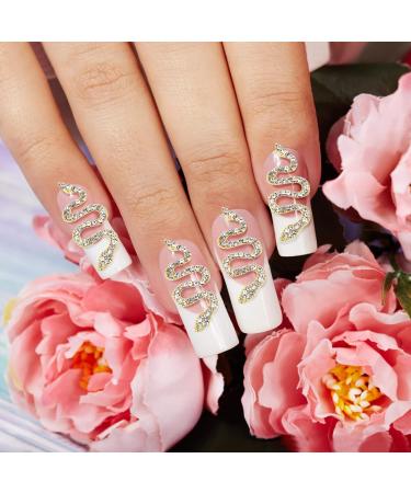 MWOOT 10 Piece 3D Snake Nail Charms Set - Gold & Silver Snake Wave Jewelry Gems Nail Art Kit for Women, Girls, Manicure Salon - Rhinestones Nail Decorations - Buy Online on GoSupps.com