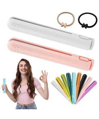 Mini Dual-purpose Curling Iron Upgrade 2-in-1 USB Hair Straightener Curling Iron Ceramic Mini Hair Curler Travel Curling Iron USB Rechargeable Curling Wand (2pcs-A)