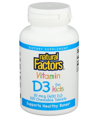 Natural Factors Vitamin D3 Strawberry Flavor 400 IU 100 Chewable Tablets