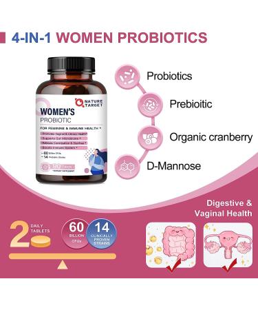 Organic Probiotics for Women with Cranberry, D-Mannose, Prebiotics - 50 Billion CFUs for Digestive Health, Gut Health, Immune Booster, Weight Management - Buy Online on GoSupps.com