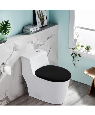 Stretch Spandex Washable Black Toilet Lid Cover - Elastic Bottom Seat Protector - Buy Online on GoSupps.com