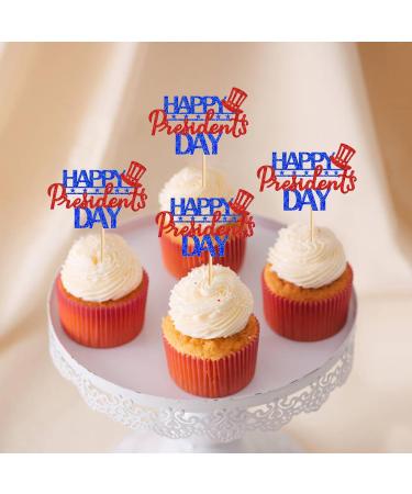 Keaziu 24 Pack Happy President's Day Cupcake Toppers Blue Red Glitter President Cupcake Picks America President Cupcake Toppers for American Patriotic Theme Party Cake Supplies Blue - Buy Online on GoSupps.com