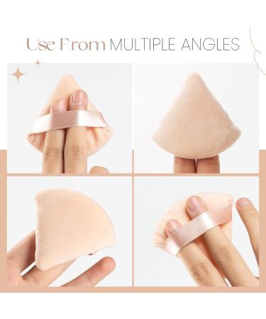 6-Piece Pure Cotton Powder Puff Set for Contouring - Triangle Wedge Shape, 2.76 inch with Strap - Beige - Buy Online on GoSupps.com