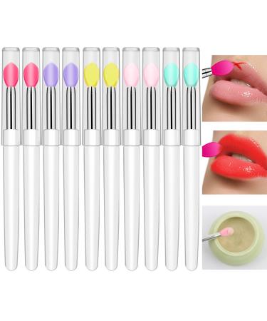 Jasilon Lip Brush   UPGRADED REUSABLE   10 PCS  Silicone Makeup Brushes with Dustproof Cover  Lipstick Applicator Brushes for Lip Gloss  Lip Mask  Eyeshadow  Lip Cream  Makeup Beauty Tools  Mix